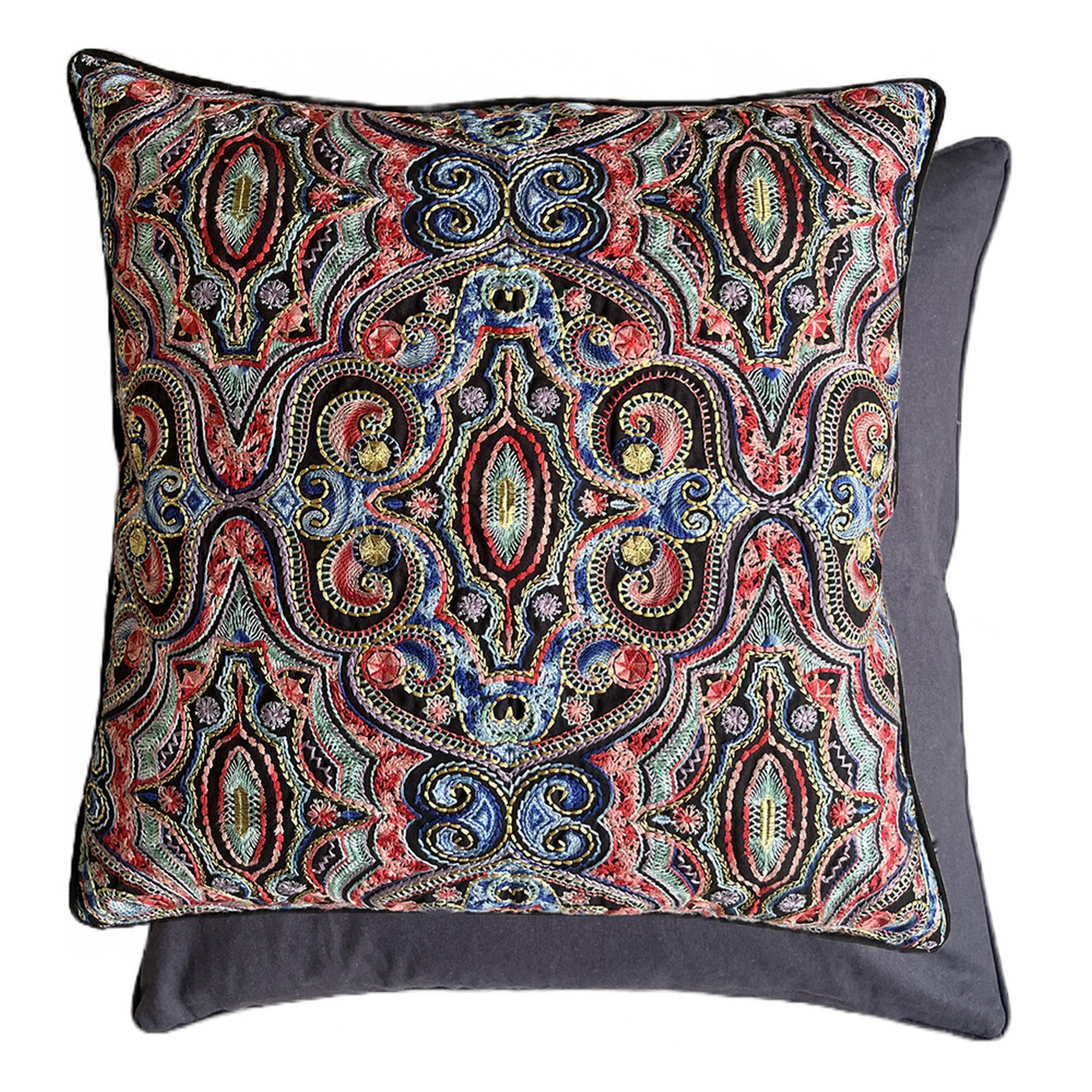 Kalan Embroidered Cushion By William Yeoward In Rouge Red